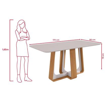 Imagem de Conjunto Sala de Jantar Mesa Easy Pop 170x90cm Tampo Vidro/MDF com 6 Cadeiras Seat Veludo Naturale Creme Amendoa/Off White