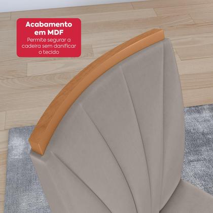 Imagem de Conjunto Sala de Jantar Mesa Easy Tower 170x90cm MDF/Vidro com 6 Cadeira Armoni Veludo Liso Capuccino Amendoa/off White