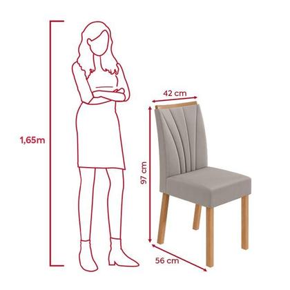 Imagem de Conjunto Sala de Jantar Mesa Easy Tower 170x90cm MDF/Vidro com 6 Cadeira Armoni Veludo Liso Capuccino Amendoa/off White