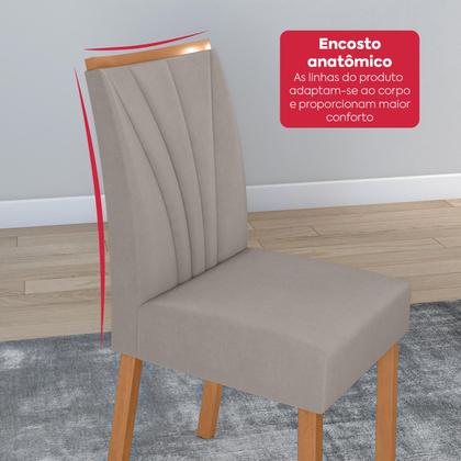 Imagem de Conjunto Sala de Jantar Mesa Easy Tower 170x90cm MDF/Vidro com 6 Cadeira Armoni Veludo Liso Capuccino Amendoa/off White