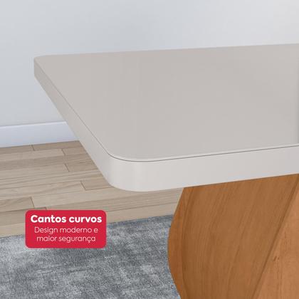 Imagem de Conjunto Sala de Jantar Mesa Easy Tower 170x90cm MDF/Vidro com 6 Cadeira Armoni Veludo Liso Capuccino Amendoa/off White