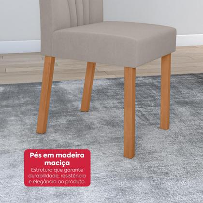 Imagem de Conjunto Sala de Jantar Mesa Easy Tower 170x90cm MDF/Vidro com 6 Cadeira Armoni Veludo Liso Capuccino Amendoa/off White