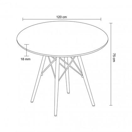 Imagem de Conjunto Sala de Jantar Mesa Eiffel Redonda 120cm Tampo MDF com 4 Cadeiras Amanda