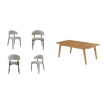 Imagem de Conjunto Sala de Jantar Mesa Elegance com 4 Cadeiras Bless Marrom/Cinza