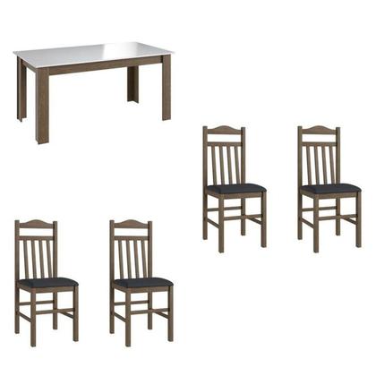Imagem de Conjunto Sala de Jantar Mesa Fixa com 4 Cadeiras
