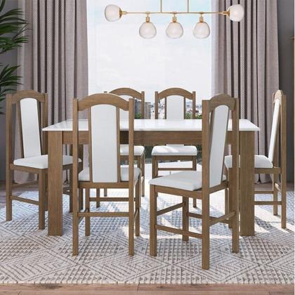 Imagem de Conjunto Sala de Jantar Mesa Fixa com 6 Cadeiras