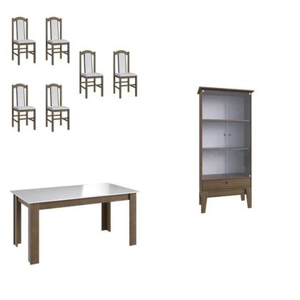 Imagem de Conjunto Sala de Jantar Mesa Fixa com 6 Cadeiras
