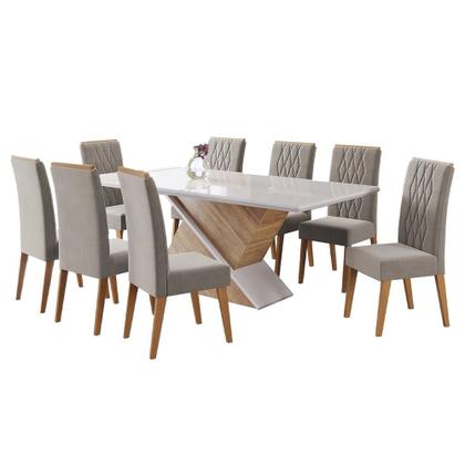 Imagem de Conjunto Sala de Jantar Mesa Glamour com 8 Cadeiras Cristal Viero