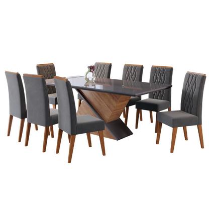Imagem de Conjunto Sala de Jantar Mesa Glamour com 8 Cadeiras Cristal Viero