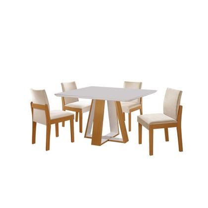 Imagem de Conjunto Sala de Jantar Mesa Grécia 4 Cadeiras Mônaco