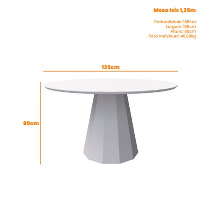 Imagem de Conjunto Sala de Jantar Mesa Isis 1,35m com Tampo Giratório e 6 Cadeiras Anitta Ypê/Off White/Ja03 - New Ceval