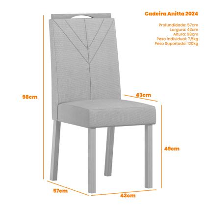 Imagem de Conjunto Sala de Jantar Mesa Isis 1,35m com Tampo Giratório e 6 Cadeiras Anitta Ypê/Off White/Ja03 - New Ceval