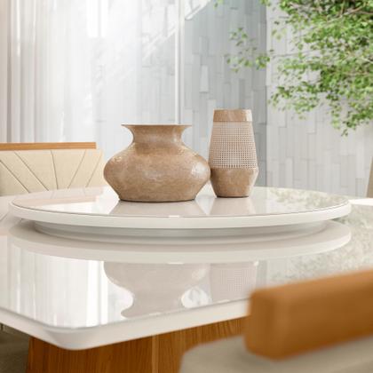 Imagem de Conjunto Sala de Jantar Mesa Isis 1,35m com Tampo Giratório e 6 Cadeiras Anitta Ypê/Off White/Ja03 - New Ceval