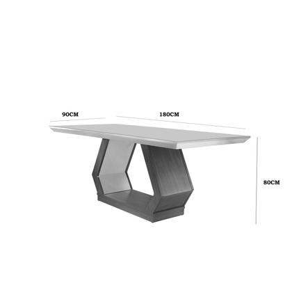 Imagem de Conjunto Sala de Jantar Mesa Islandia 180x80cm Tampo Vidro/mdf Canto Reto com 6 Cadeiras Irlanda