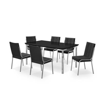 Imagem de Conjunto Sala de Jantar Mesa Iza New Tampo MDF/Vidro 6 Cadeiras Natani New