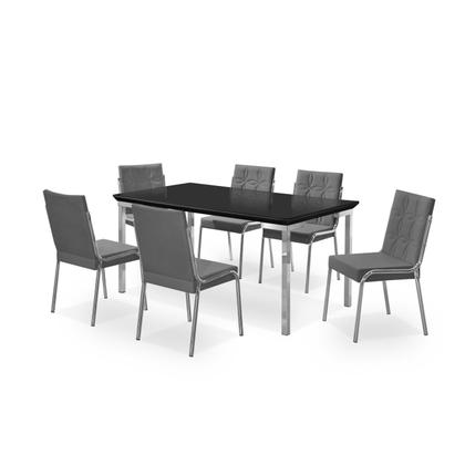 Imagem de Conjunto Sala de Jantar Mesa Iza New Tampo MDF/Vidro 6 Cadeiras Natani New