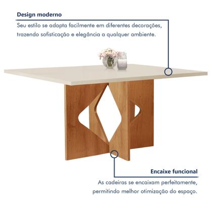 Imagem de Conjunto Sala de Jantar Mesa Laura Tampo Dakota Plus 160X80cm com 6 Cadeiras Laura Yescasa