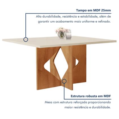 Imagem de Conjunto Sala de Jantar Mesa Laura Tampo Dakota Plus 160X80cm com 6 Cadeiras Laura Yescasa
