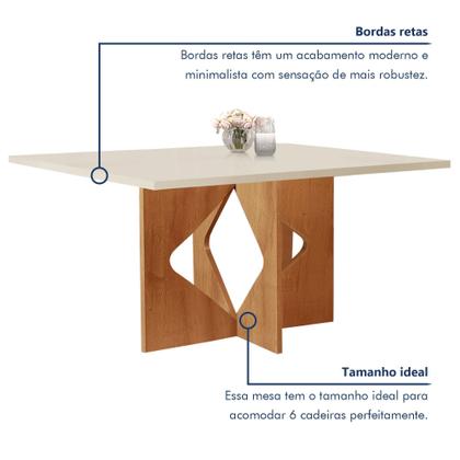 Imagem de Conjunto Sala de Jantar Mesa Laura Tampo Dakota Plus 160X80cm com 6 Cadeiras Laura Yescasa