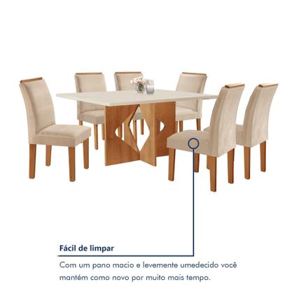 Imagem de Conjunto Sala de Jantar Mesa Laura Tampo Dakota Plus 160X80cm com 6 Cadeiras Laura Yescasa
