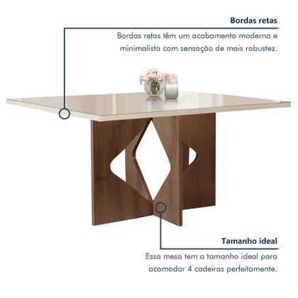 Imagem de Conjunto Sala de Jantar Mesa Laura Tampo Dakota Plus Vidro 120x80cm com 4 Cadeiras Laura Yescasa