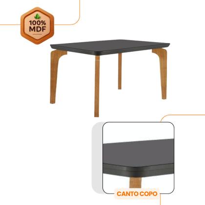Imagem de Conjunto Sala de Jantar Mesa Liz 120cm com Vidro Canto Copo e 4 Cadeiras Athenas Moderna