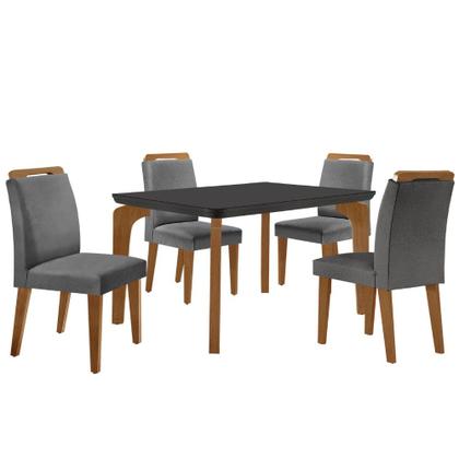Imagem de Conjunto Sala de Jantar Mesa Liz 120cm com Vidro Canto Copo e 4 Cadeiras Athenas Moderna