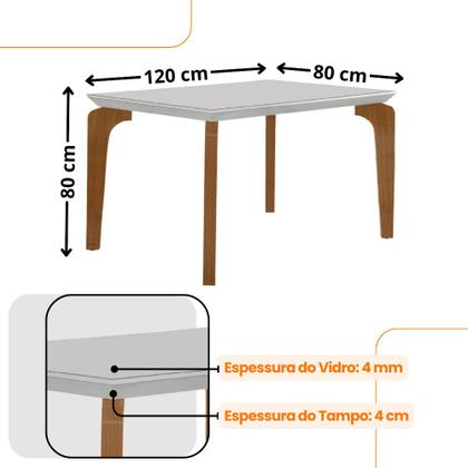 Imagem de Conjunto Sala de Jantar Mesa Liz 120cm com Vidro Canto Reto e 4 Cadeiras Athenas Moderna