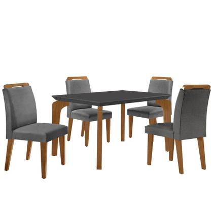 Imagem de Conjunto Sala de Jantar Mesa Liz 120cm MDF Canto Reto e 4 Cadeiras Athenas Moderna