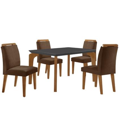 Imagem de Conjunto Sala de Jantar Mesa Liz 120cm MDF Canto Reto e 4 Cadeiras Athenas Moderna