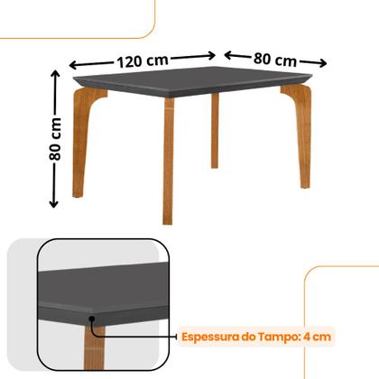 Imagem de Conjunto Sala de Jantar Mesa Liz 120cm MDF Canto Reto e 4 Cadeiras Athenas Moderna