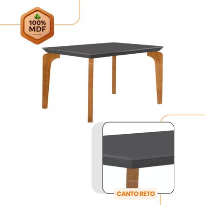 Imagem de Conjunto Sala de Jantar Mesa Liz 120cm MDF Canto Reto e 4 Cadeiras Athenas Moderna