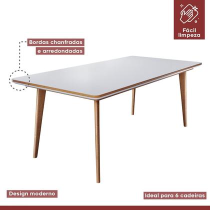 Imagem de Conjunto Sala de Jantar Mesa Mad 160cm com 6 Cadeiras Berlimestrutura em madeira Maciça e Tampo MDF/Vidro