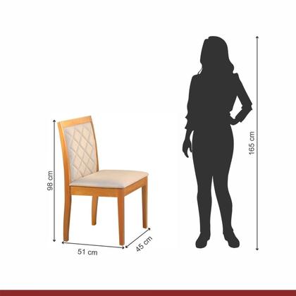 Imagem de Conjunto Sala de Jantar Mesa Mad 160cm com 6 Cadeiras Berlimestrutura em madeira Maciça e Tampo MDF/Vidro