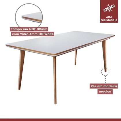 Imagem de Conjunto Sala de Jantar Mesa Mad 160cm com 6 Cadeiras Berlimestrutura em madeira Maciça e Tampo MDF/Vidro