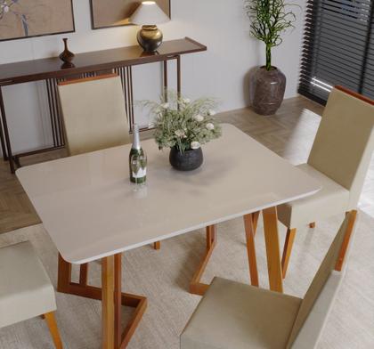 Imagem de Conjunto Sala De Jantar Mesa Madeira Maciça 4 Cadeiras Califórnia
