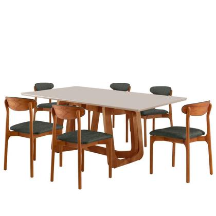 Imagem de Conjunto Sala de Jantar Mesa Madeira Maciça Genova 6 Cadeiras Monaco