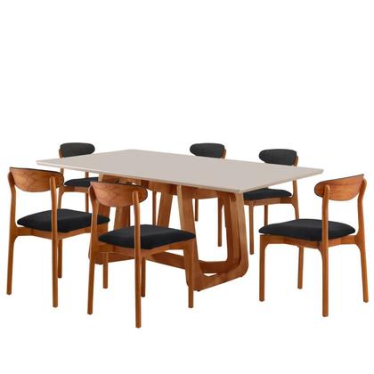 Imagem de Conjunto Sala de Jantar Mesa Madeira Maciça Genova 6 Cadeiras Monaco
