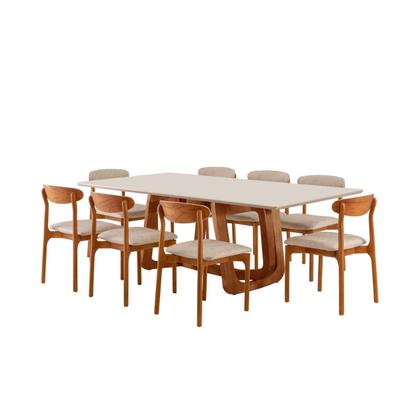 Conjunto Sala de Jantar Mesa Madeira Maciça Genova 8 Cadeiras Monaco - Mobilare Imagem de Conjunto Sala de Jantar Mesa Madeira Maciça Genova 8 Cadeiras Monaco
