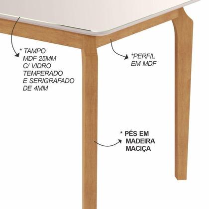 Imagem de Conjunto Sala de Jantar Mesa Madeira Maciça Tampo Vidro com 6 Cadeiras Eames Espresso Móveis