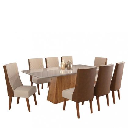 Imagem de Conjunto Sala de Jantar Mesa Maldivas 8 Cadeiras Cristal Viero
