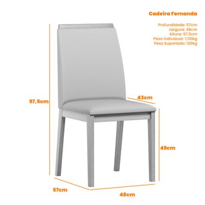 Imagem de Conjunto Sala de Jantar Mesa Mariah 1,60m com 6 Cadeiras Fernanda Ypê/Preto/Ja03 - New Ceval