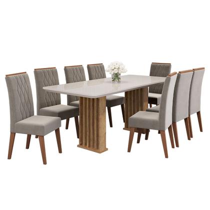 Imagem de Conjunto Sala de Jantar Mesa Munique com 8 Cadeiras Cristal Viero