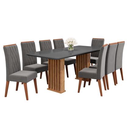 Imagem de Conjunto Sala de Jantar Mesa Munique com 8 Cadeiras Cristal Viero