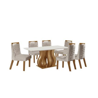 Imagem de Conjunto Sala de Jantar Mesa Nuance com Tampo de Vidro 6 Cadeiras Atena