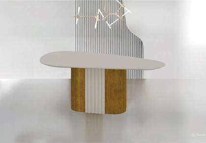 Imagem de Conjunto Sala de Jantar Mesa Orgânica Com Vidro 200cm com 6 Cadeiras Pé Madeira Dacota