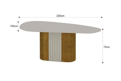 Imagem de Conjunto Sala de Jantar Mesa Orgânica Com Vidro 200cm com 6 Cadeiras Pé Madeira Dacota