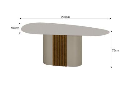 Imagem de Conjunto Sala de Jantar Mesa Orgânica Com Vidro 200cm com 6 Cadeiras Pé Madeira Dacota