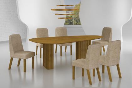 Imagem de Conjunto Sala de Jantar Mesa Orgânica Sem Vidro 180cm com 6 Cadeiras Pé Madeira Isis