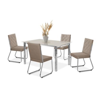 Imagem de Conjunto Sala de Jantar Mesa Ortenia Tampo Vidro com 4 Cadeiras Dinah